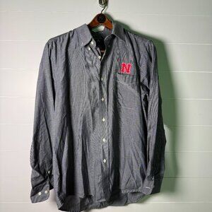 ANTIGUA Nebraska Huskers Men's Black Button-up Long Sleeve Shirt Size Large